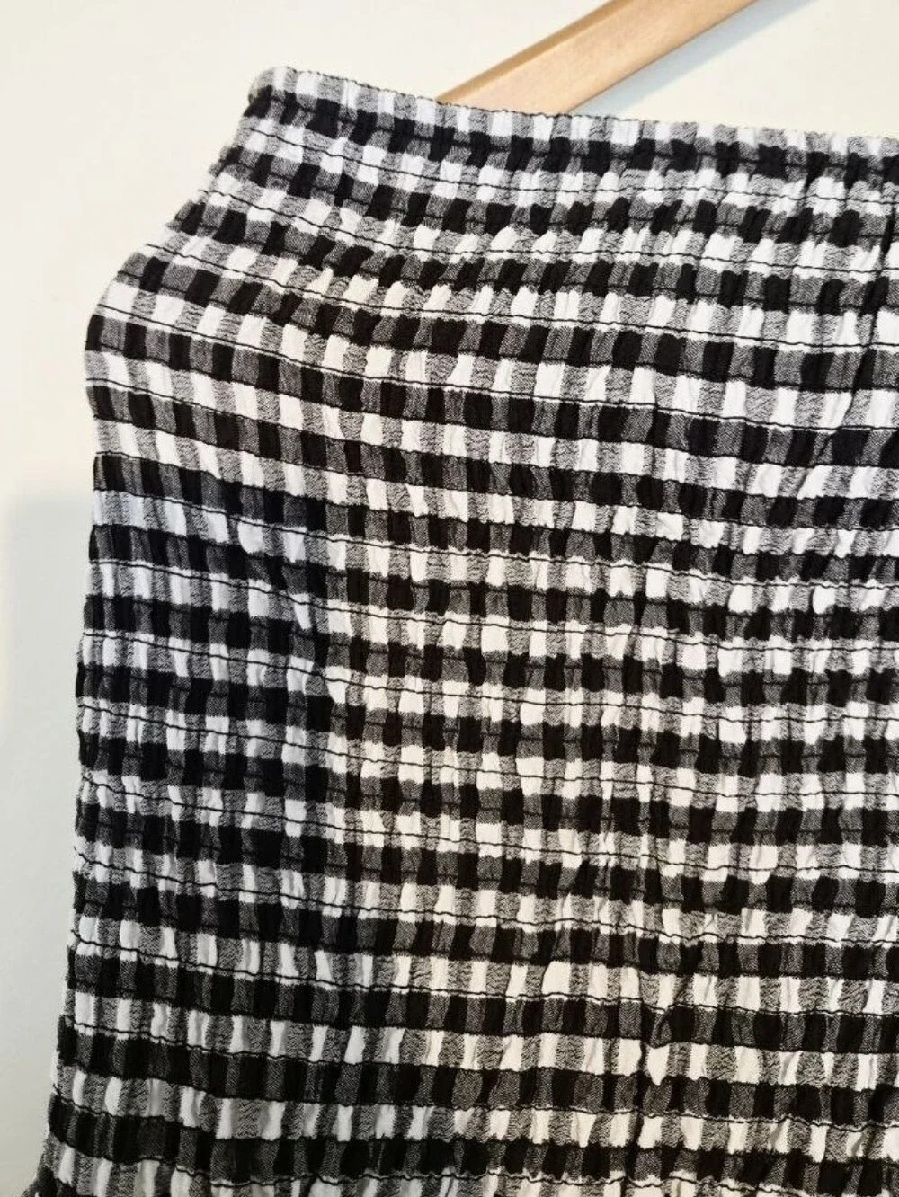 H&M Ginghan Smocked Mini Skirt